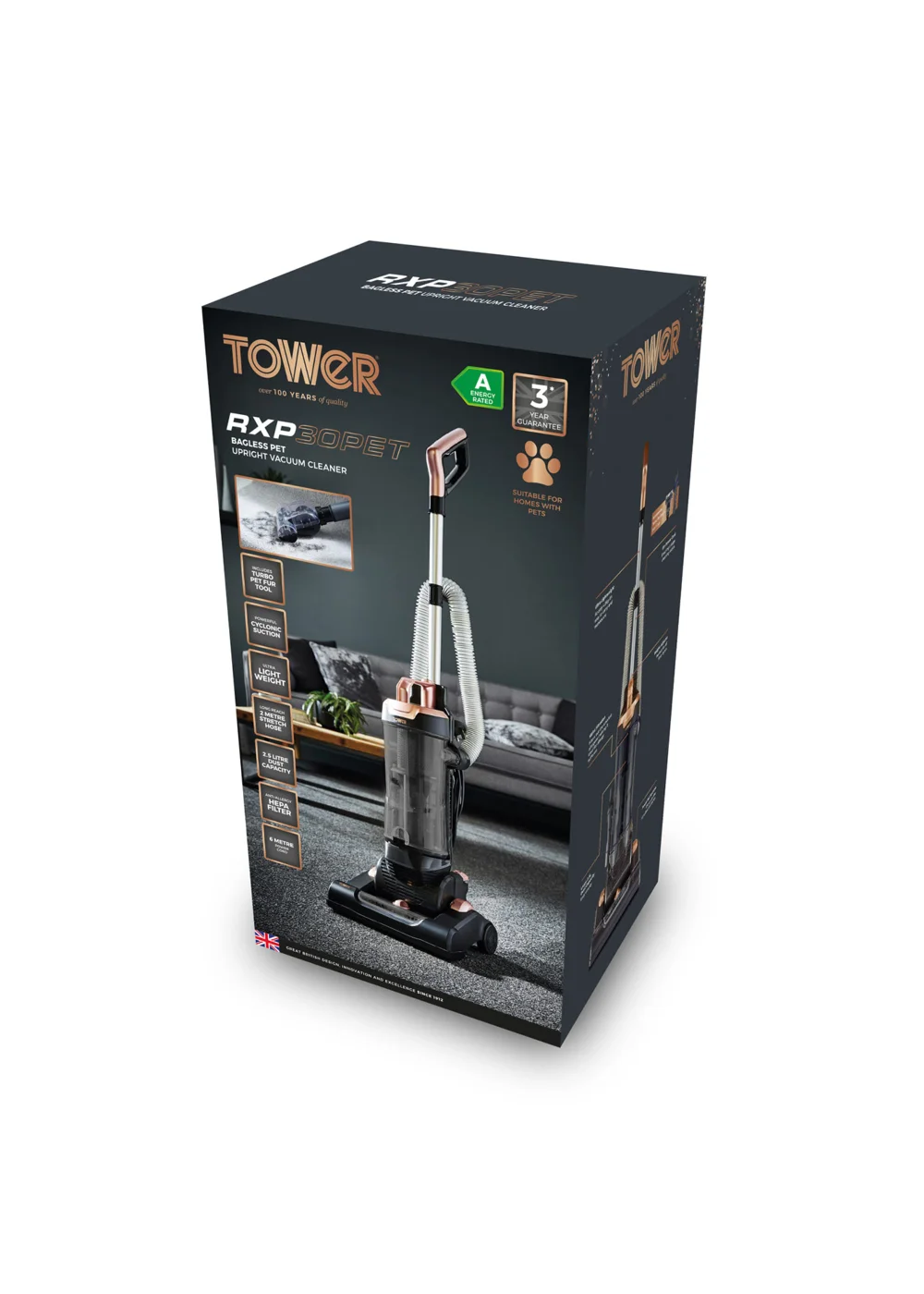 Tower RXP30PET Bagless Upright Vacuum Cleaner - One Size Image 2