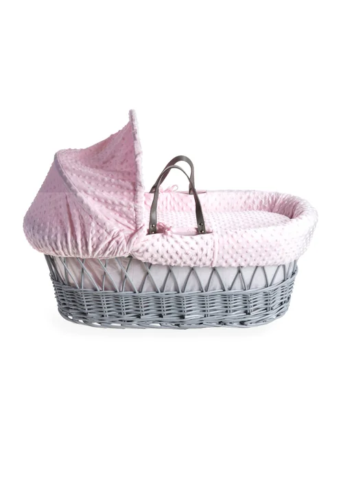 Clair de Lune Pink Dimple Grey Wicker Moses Basket - No Size Image 3