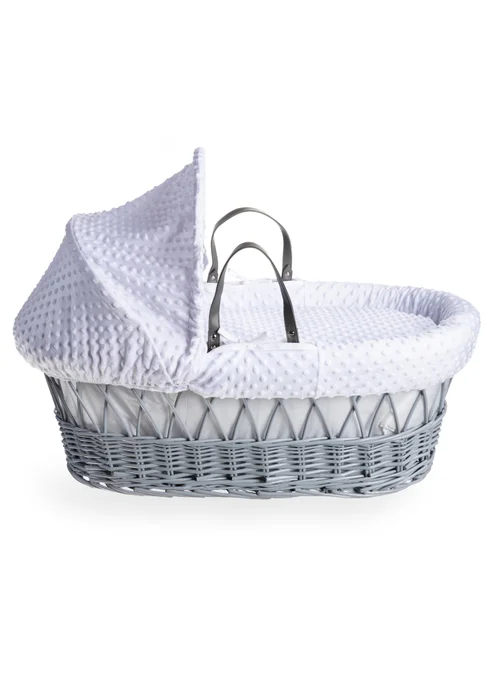 Clair de Lune White Dimple - Grey Wicker Moses Basket - No Size Image 3