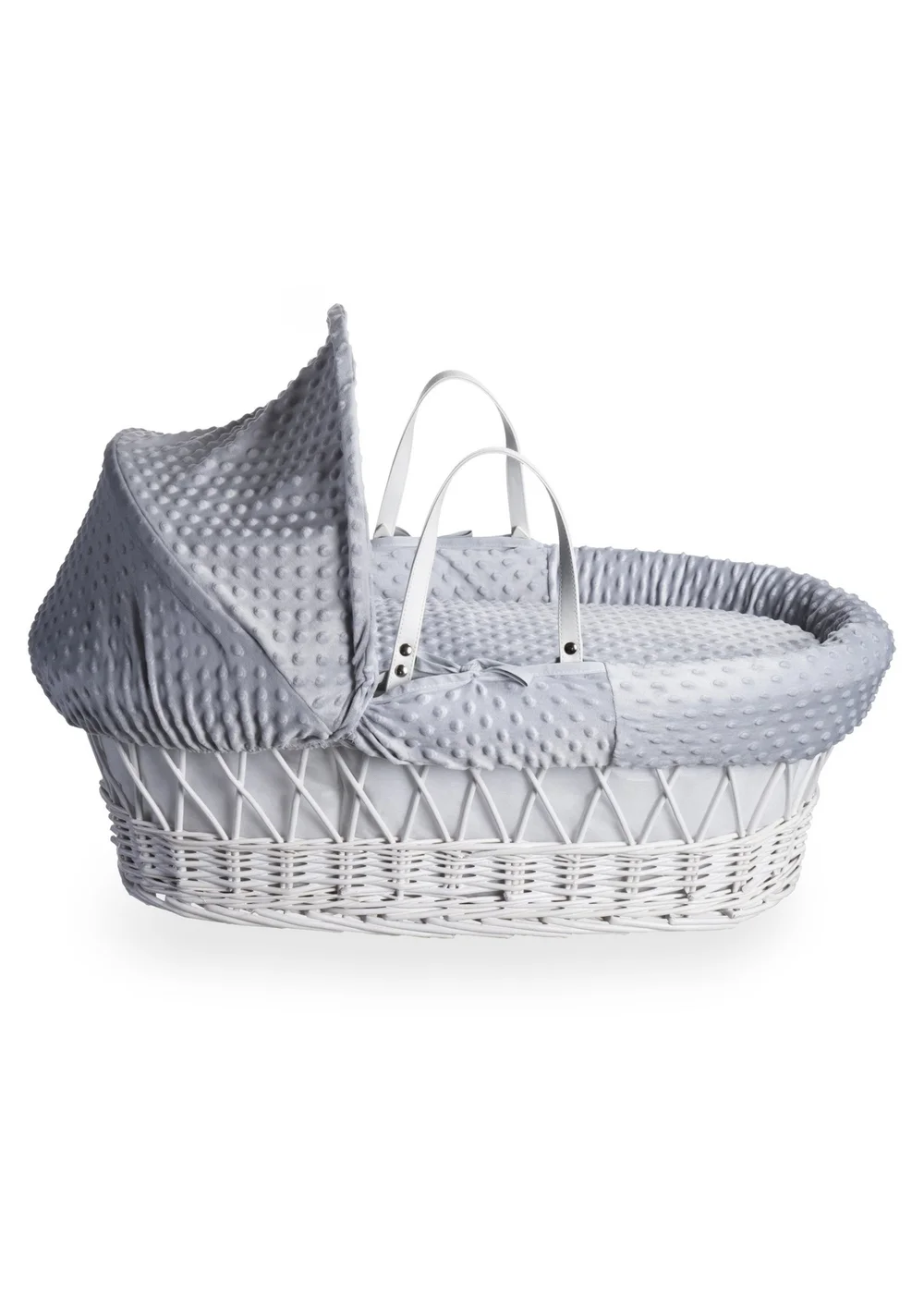 Clair de Lune Grey Dimple Wicker Moses Basket - No Size Image 3