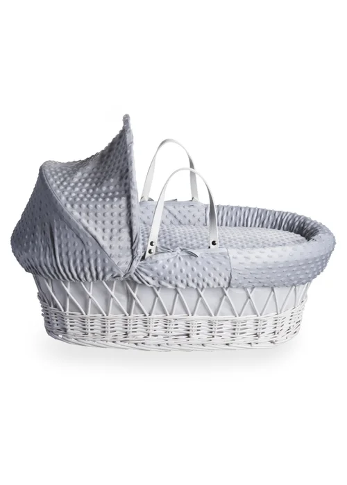 Clair de Lune Grey Dimple Wicker Moses Basket - No Size Image 3
