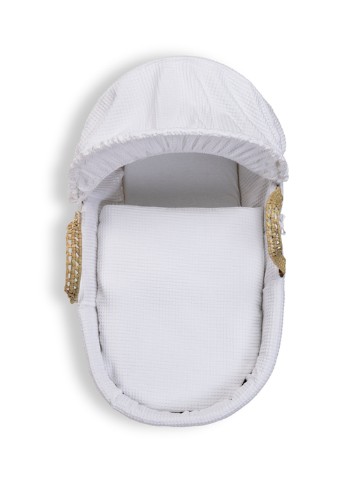 Clair de Lune White Waffle Palm Moses Basket - One Size Image 3