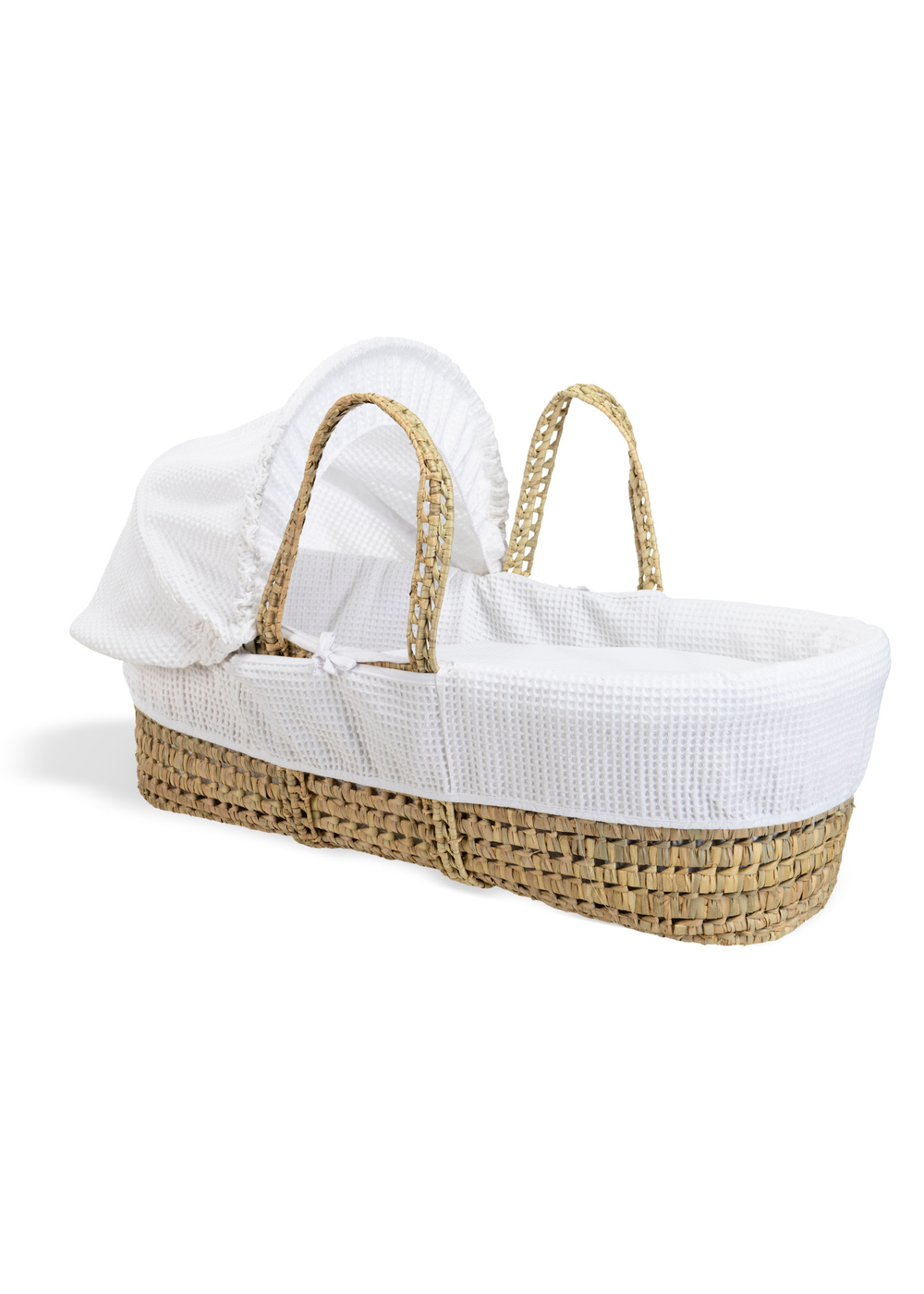 Clair de Lune White Waffle Palm Moses Basket - One Size Image 1