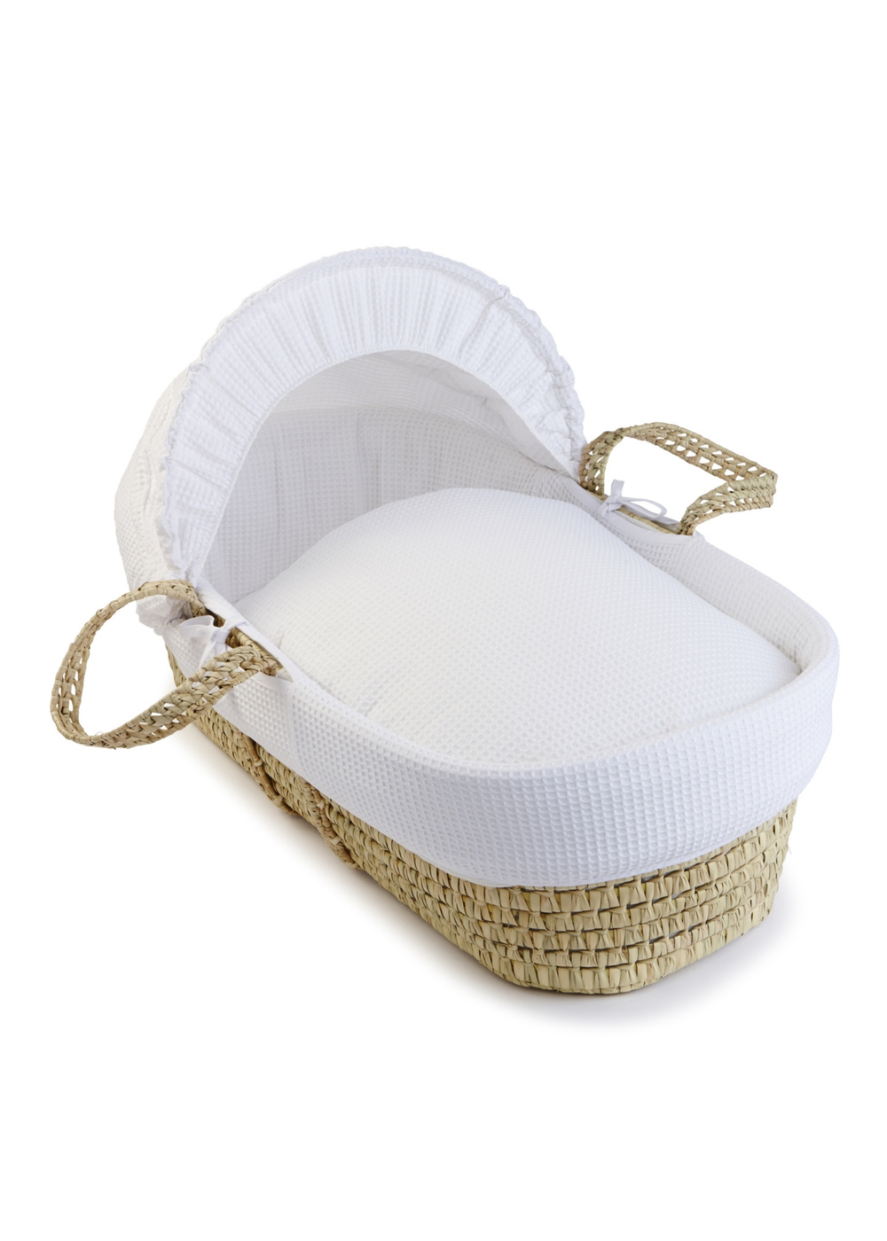 Clair de Lune White Waffle Palm Moses Basket - One Size Image 2