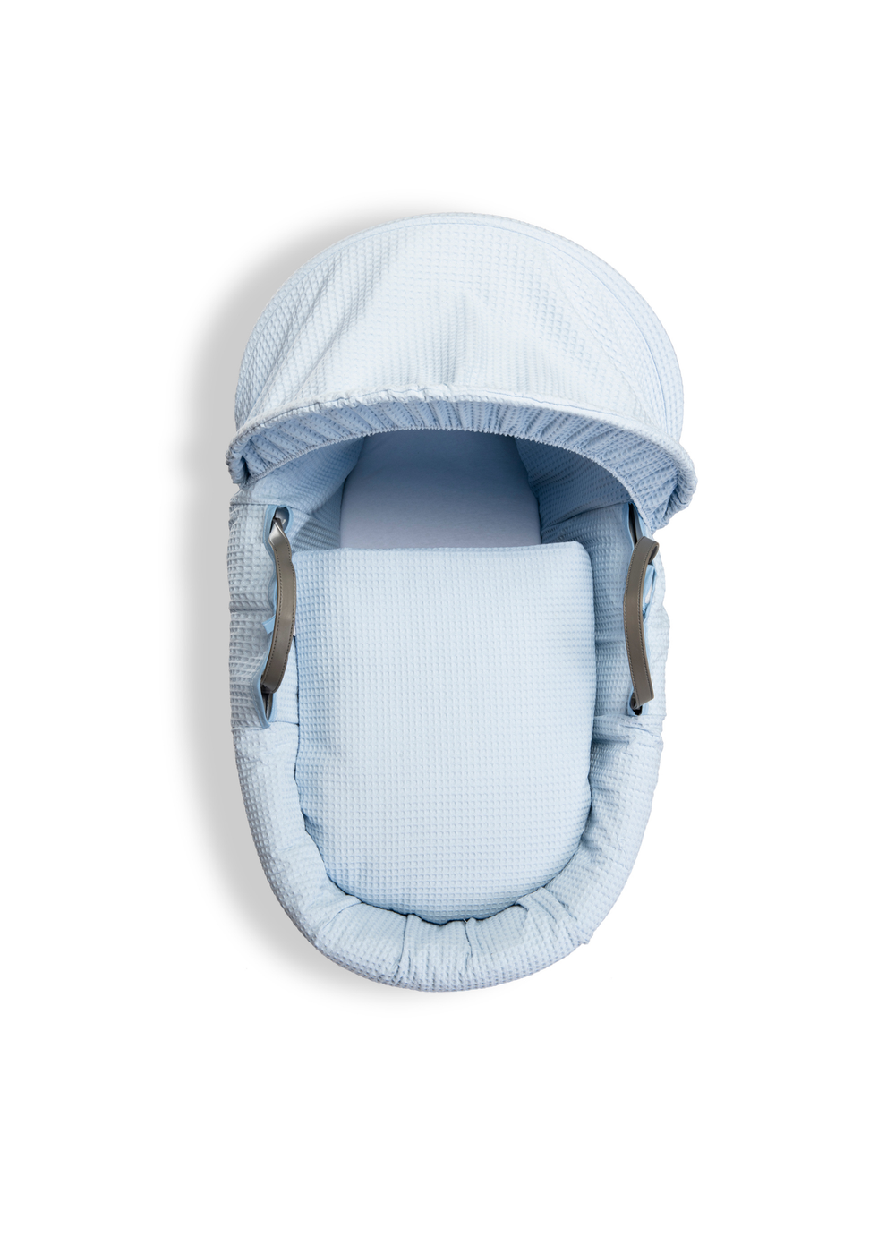 Clair de Lune Blue Waffle Wicker Moses Basket - One Size Image 3