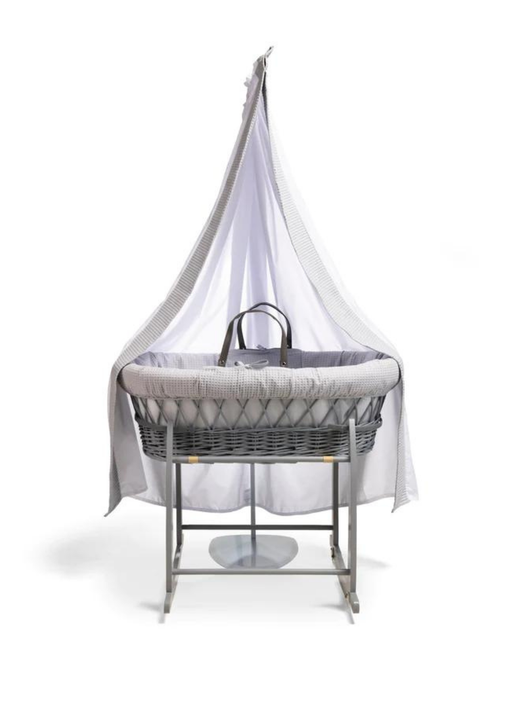 Clair de Lune 6 Piece Waffle Moses Basket & Drape Starter Set - One Size Image 1
