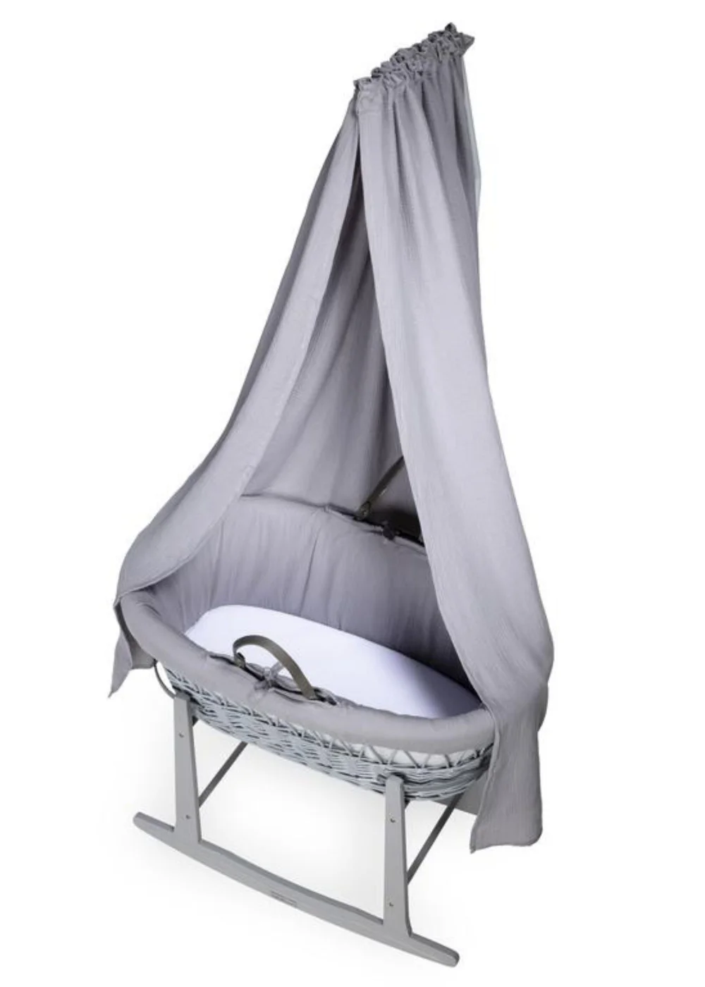 Clair de Lune 6 Piece Waffle Moses Basket & Drape Starter Set - One Size Image 2