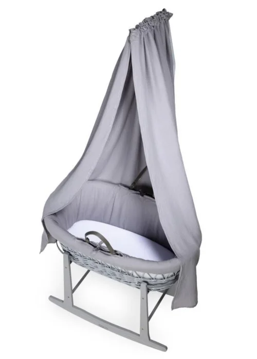 Clair de Lune 6 Piece Waffle Moses Basket & Drape Starter Set - One Size Image 2