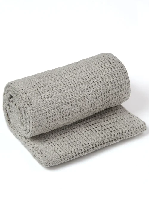 Clair de Lune Grey Soft Cotton Cellular Pram Blanket - 70 X 90 Image 2