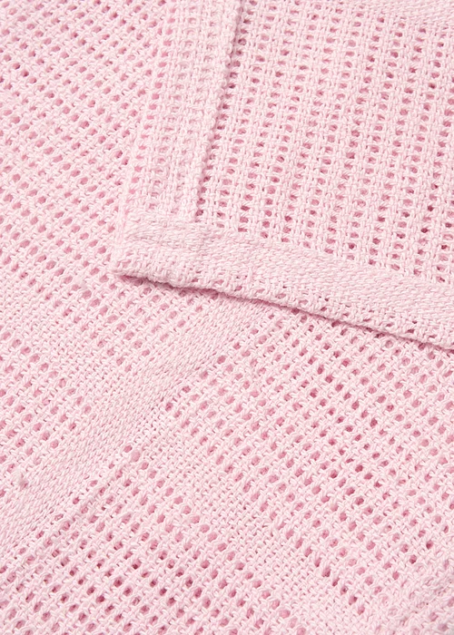 Clair de Lune Pink Soft Cotton Cellular Pram Blanket - 70 X 90 Image 3