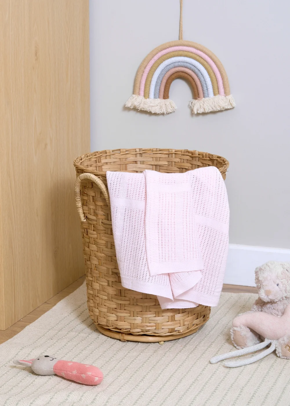 Clair de Lune Pink Soft Cotton Cellular Pram Blanket - 70 X 90 Image 1