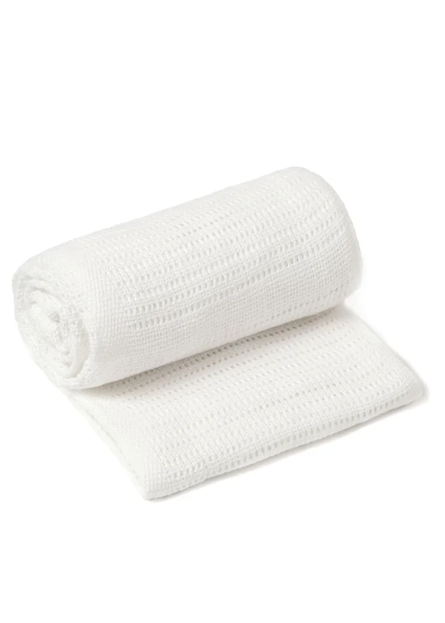 Clair de Lune White Soft Cotton Cellular Pram Blanket
