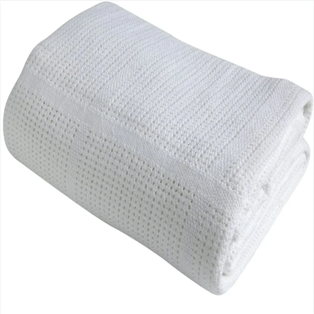 Clair de Lune White Soft Cotton Cellular Pram Blanket - 70 X 90 Image 1