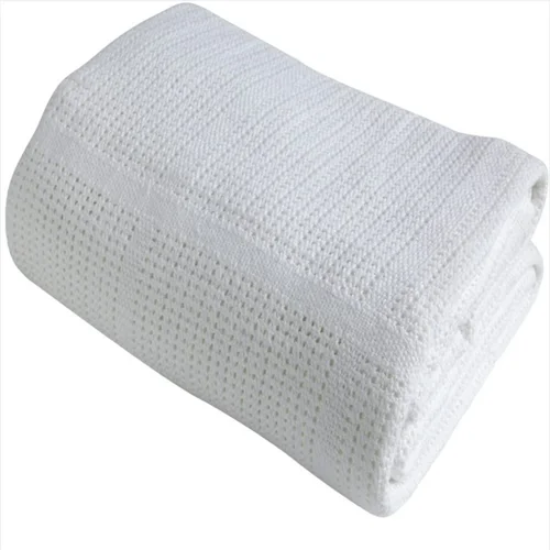 Clair de Lune White Soft Cotton Cellular Pram Blanket - 70 X 90 Image 1