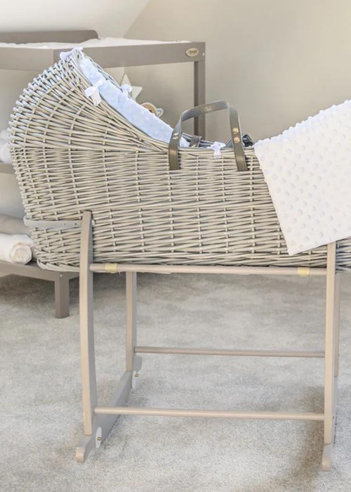 Clair de Lune White Dimple Grey Wicker Noah Pod ® with Deluxe Rocking Stand - One Size Image 3
