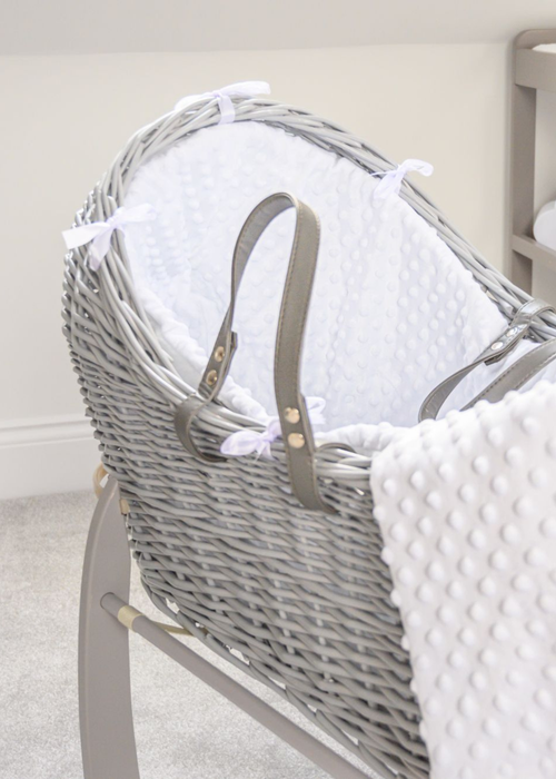 Clair de Lune White Dimple Grey Wicker Noah Pod ® with Deluxe Rocking Stand - One Size Image 2