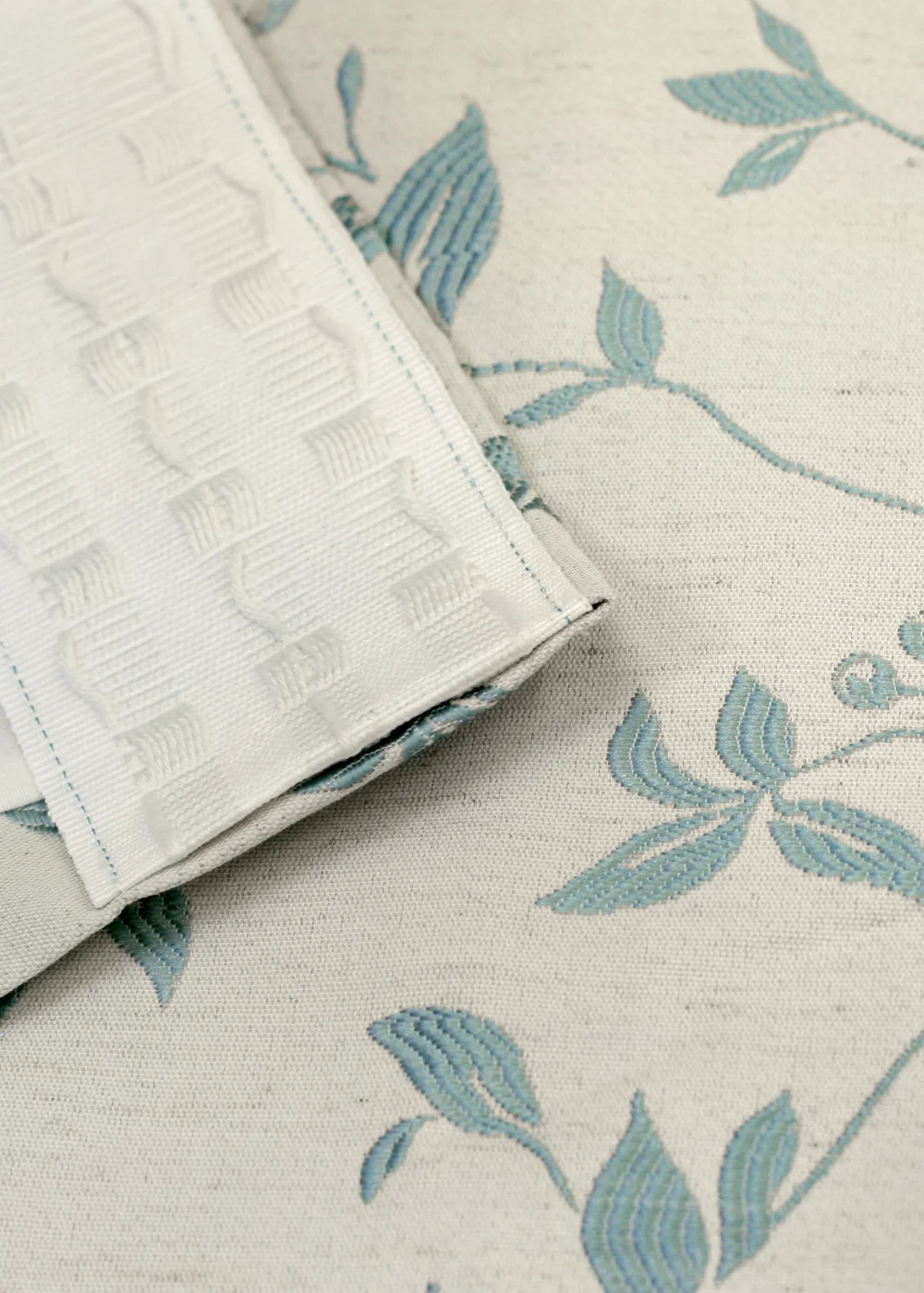 Curtina Bird Trail Jacquard Blue Pencil Pleat Curtains - 46W X 54D (116x137cm) Image 4