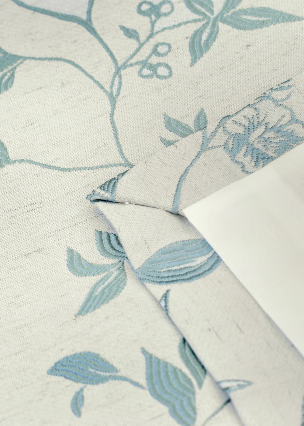 Curtina Bird Trail Jacquard Blue Pencil Pleat Curtains - 46W X 54D (116x137cm) Image 5