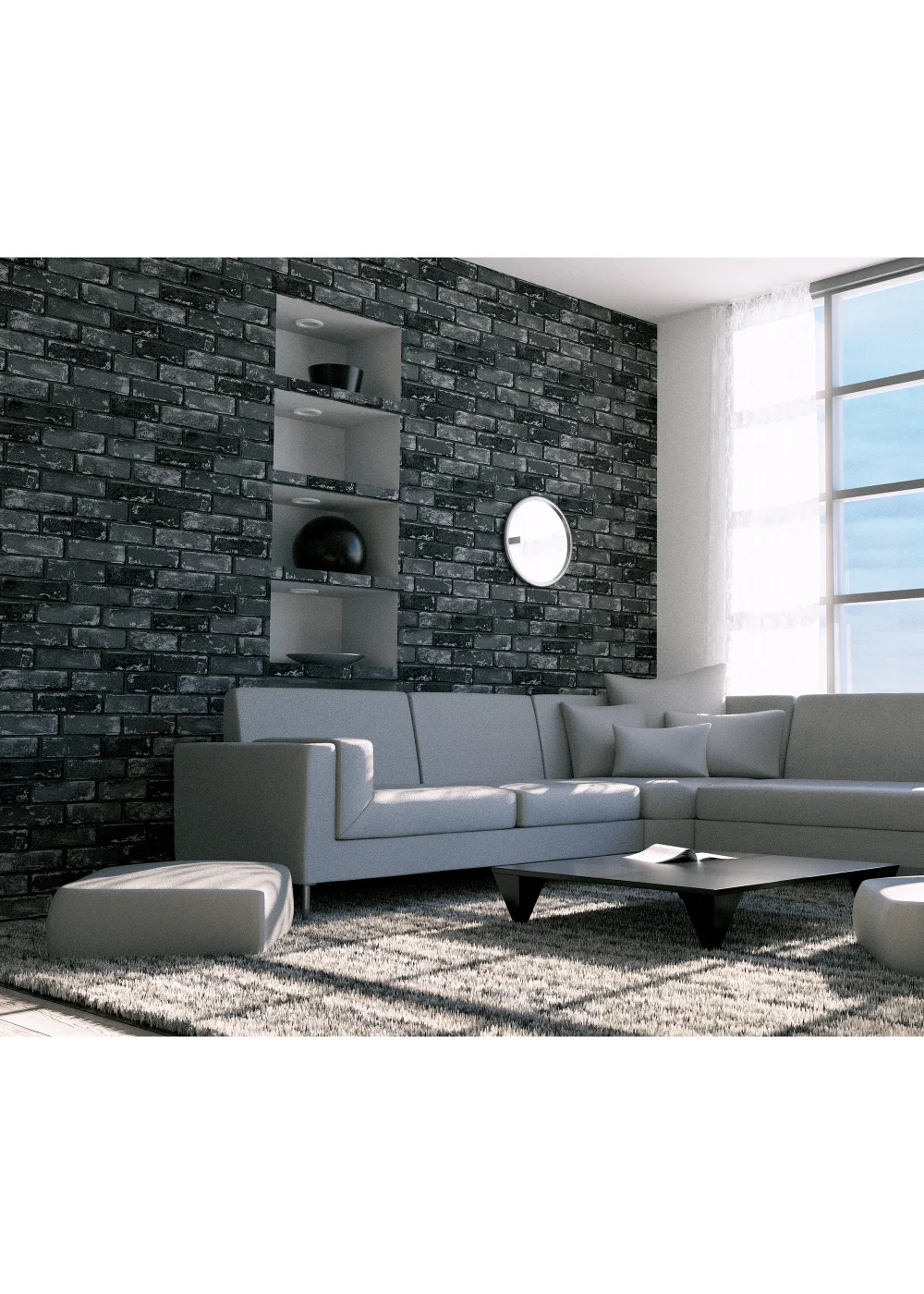 Arthouse Metallic Brick Wallpaper - One Size Image 2