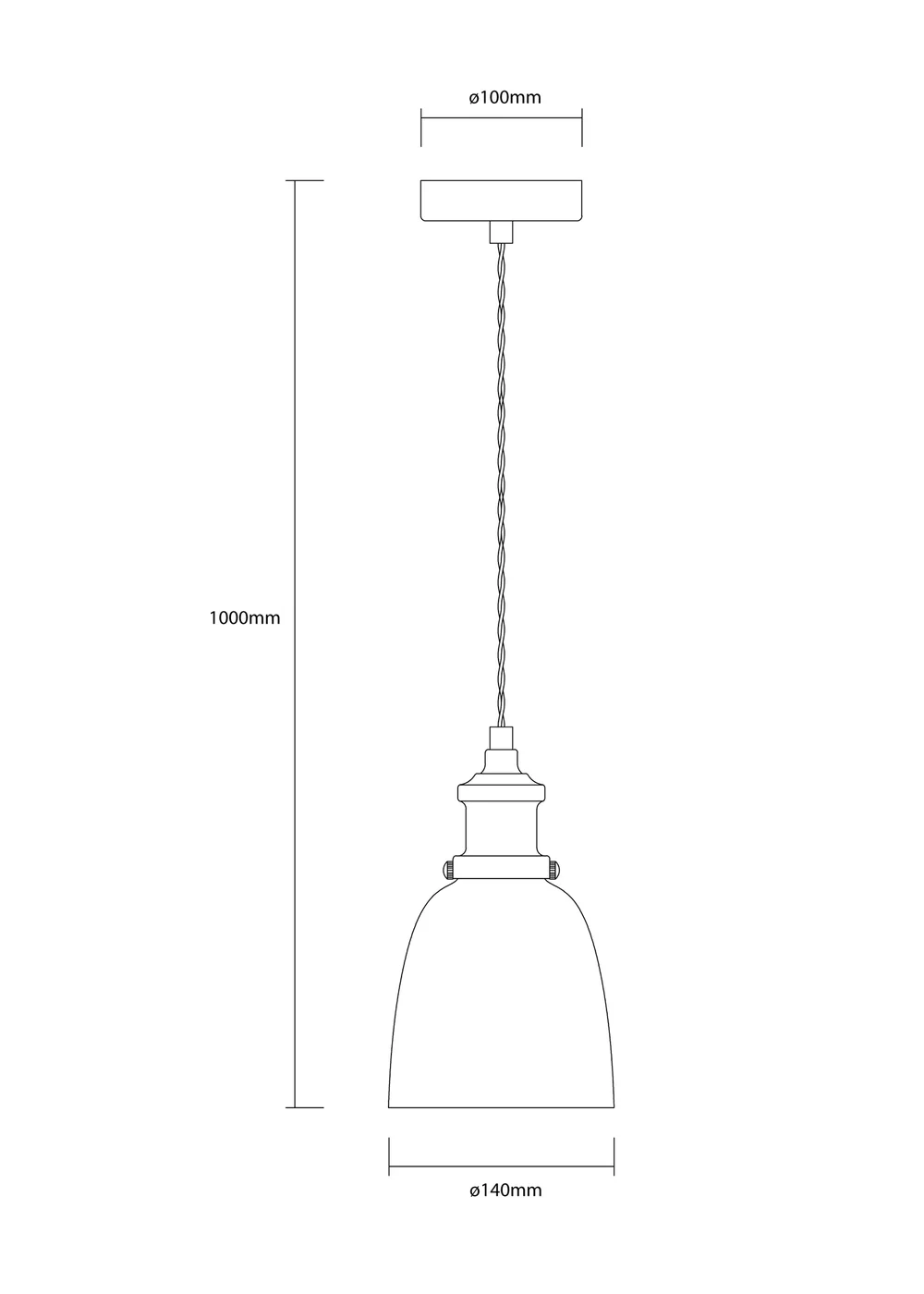 INLIGHT Warehouse 1 Light Diner Style Ceiling Pendant Copper (31-128cm x 14cm) - One Size Image 3