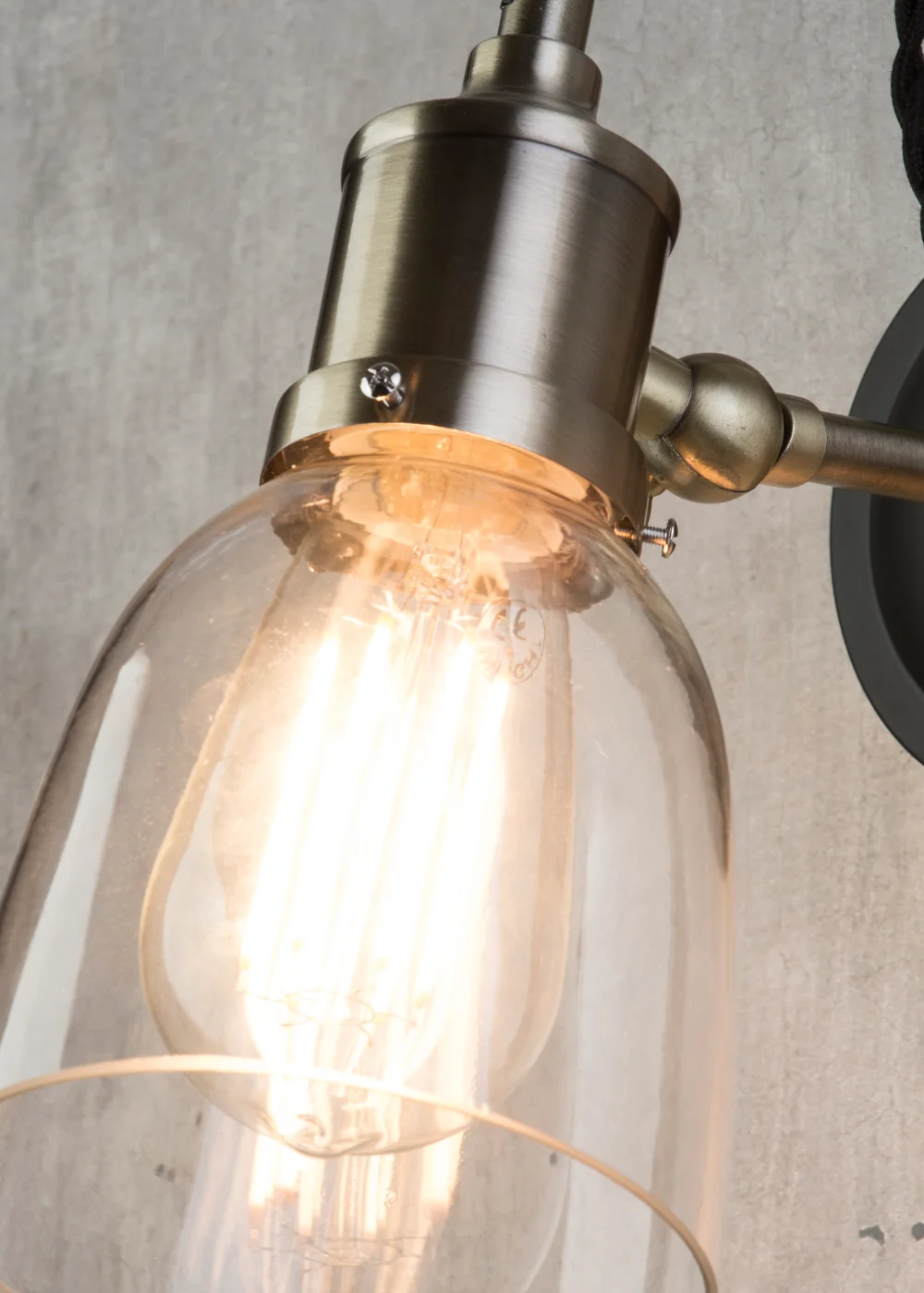 Inlight Warehouse 1 Light Diner Style Wall Light (22cm x 12cm x 26cm) - One Size Image 2