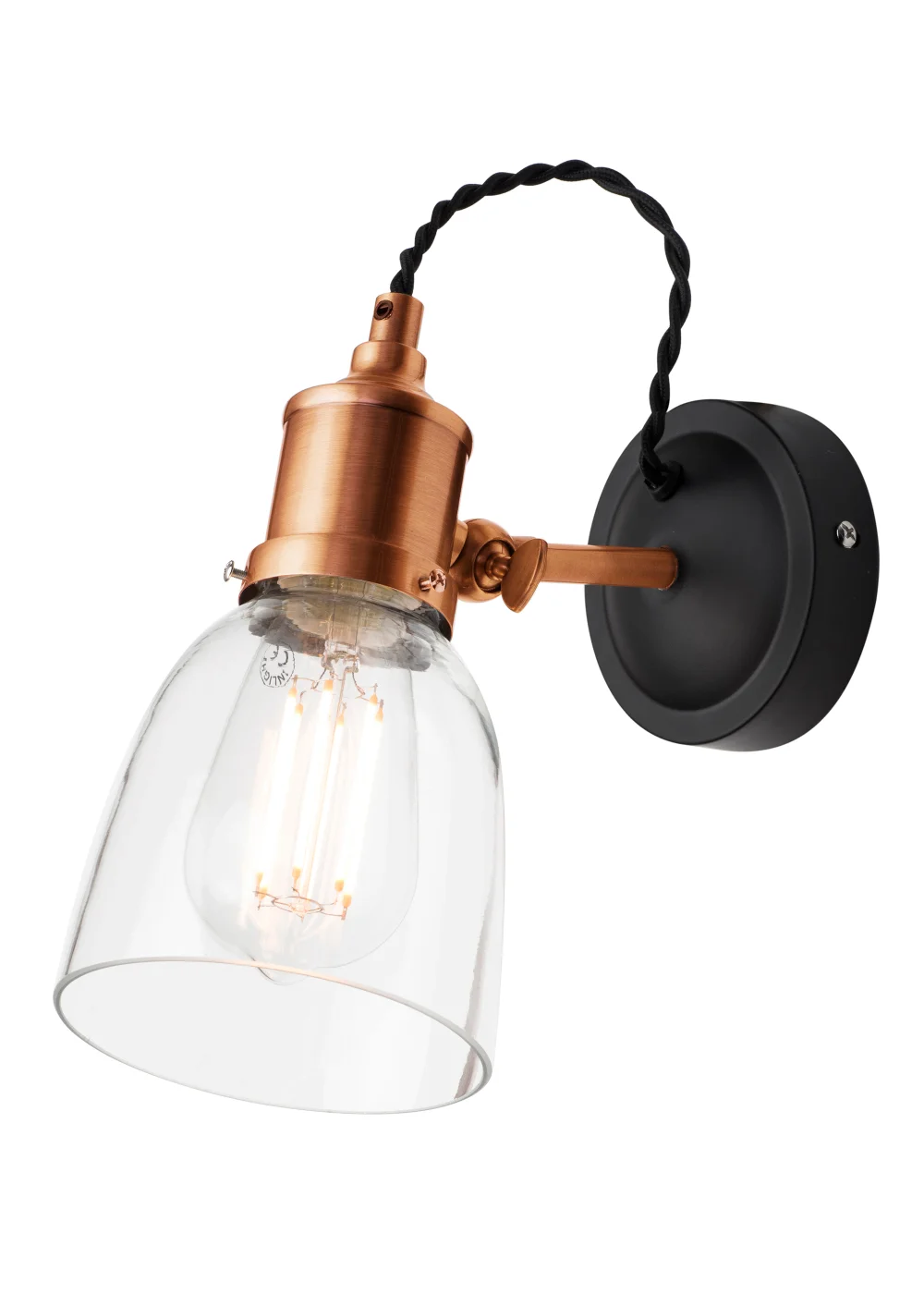 Inlight Warehouse 1 Light Diner Style Wall Light (22cm x 12cm x 26cm) - One Size Image 1