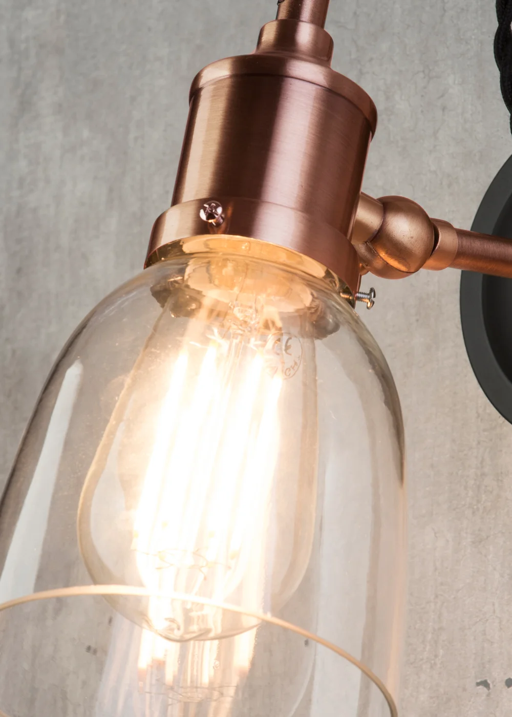 Inlight Warehouse 1 Light Diner Style Wall Light (22cm x 12cm x 26cm) - One Size Image 2