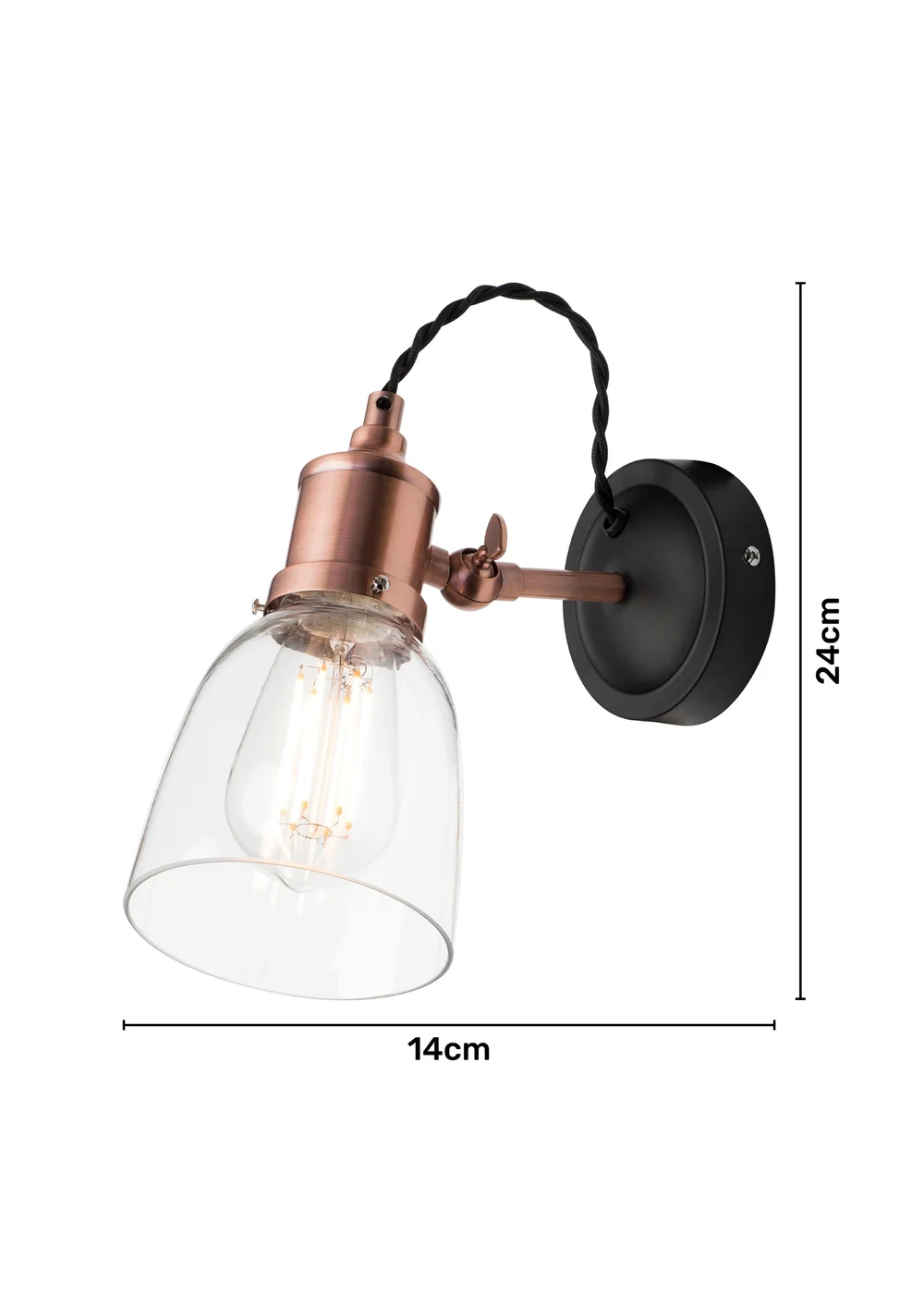 Inlight Warehouse 1 Light Diner Style Wall Light (22cm x 12cm x 26cm) - One Size Image 4