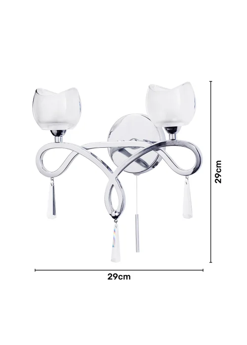 Inlight Silva 2 Light Glass Wall Light (21cm x 26cm x 13cm) - One Size Image 3