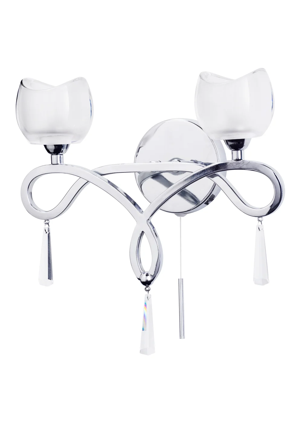 Inlight Silva 2 Light Glass Wall Light (21cm x 26cm x 13cm) - One Size Image 1