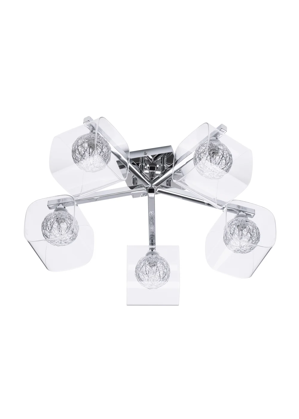 Inlight Veneto 5 Light Wire Globe Semi Flush Ceiling Light (24.5cm x 55cm x 55cm) - One Size Image 1