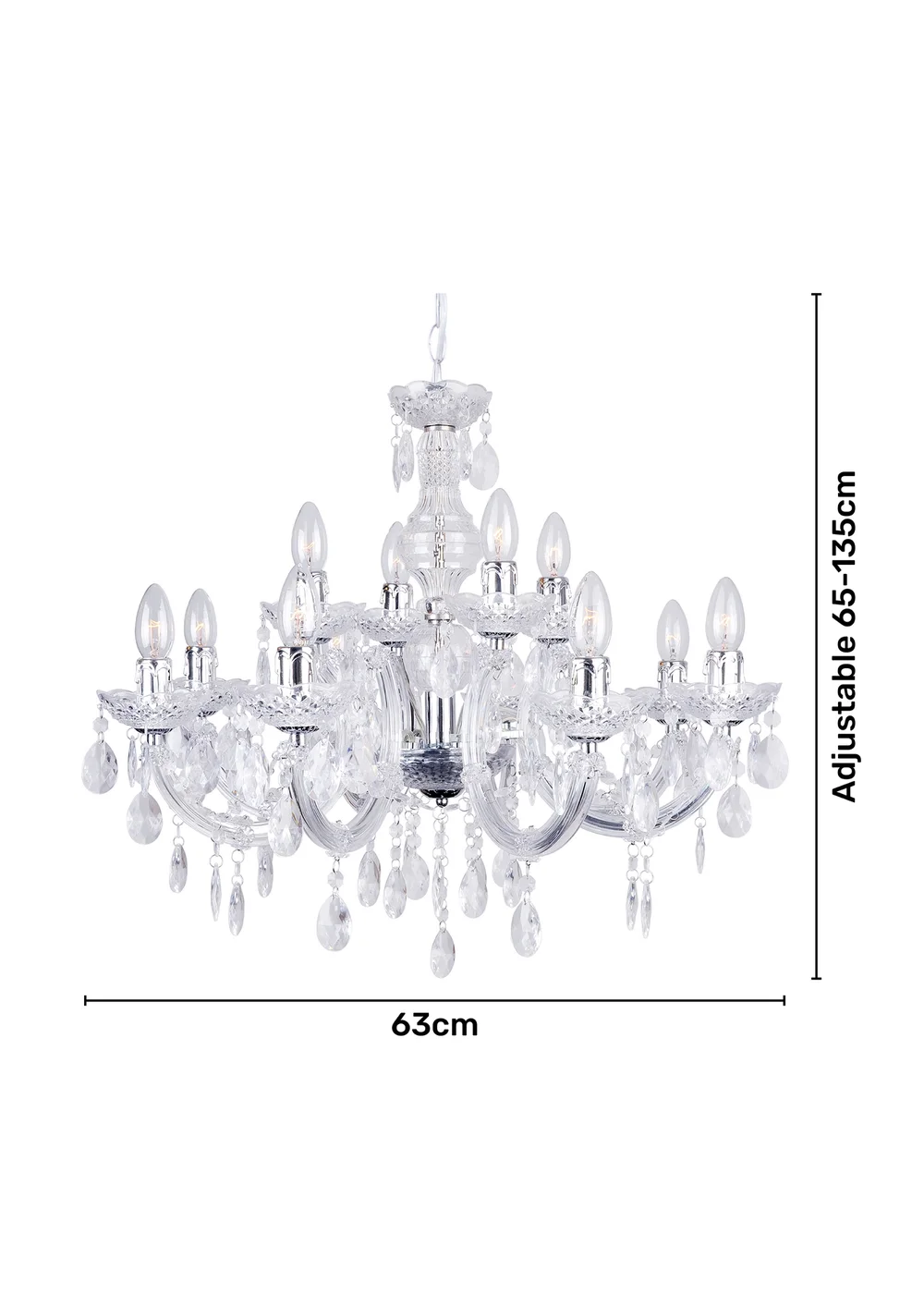 Inlight Charlotte 12 Light Chandelier (135cm x 63cm x 63cm) - One Size Image 4