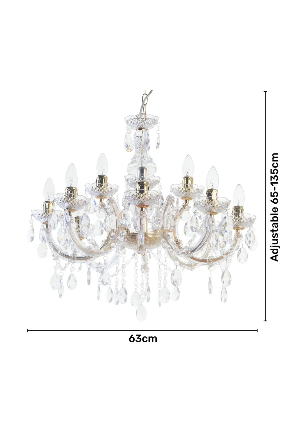 Inlight Charlotte 12 Light Chandelier (135cm x 63cm x 63cm) - One Size Image 4