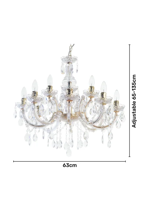 Inlight Charlotte 12 Light Chandelier (135cm x 63cm x 63cm) - One Size Image 4
