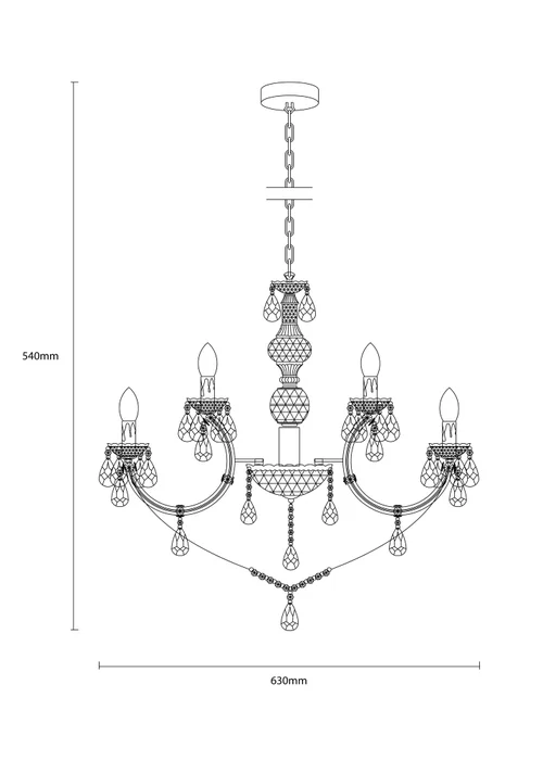 Inlight Charlotte 12 Light Chandelier (135cm x 63cm x 63cm) - One Size Image 3
