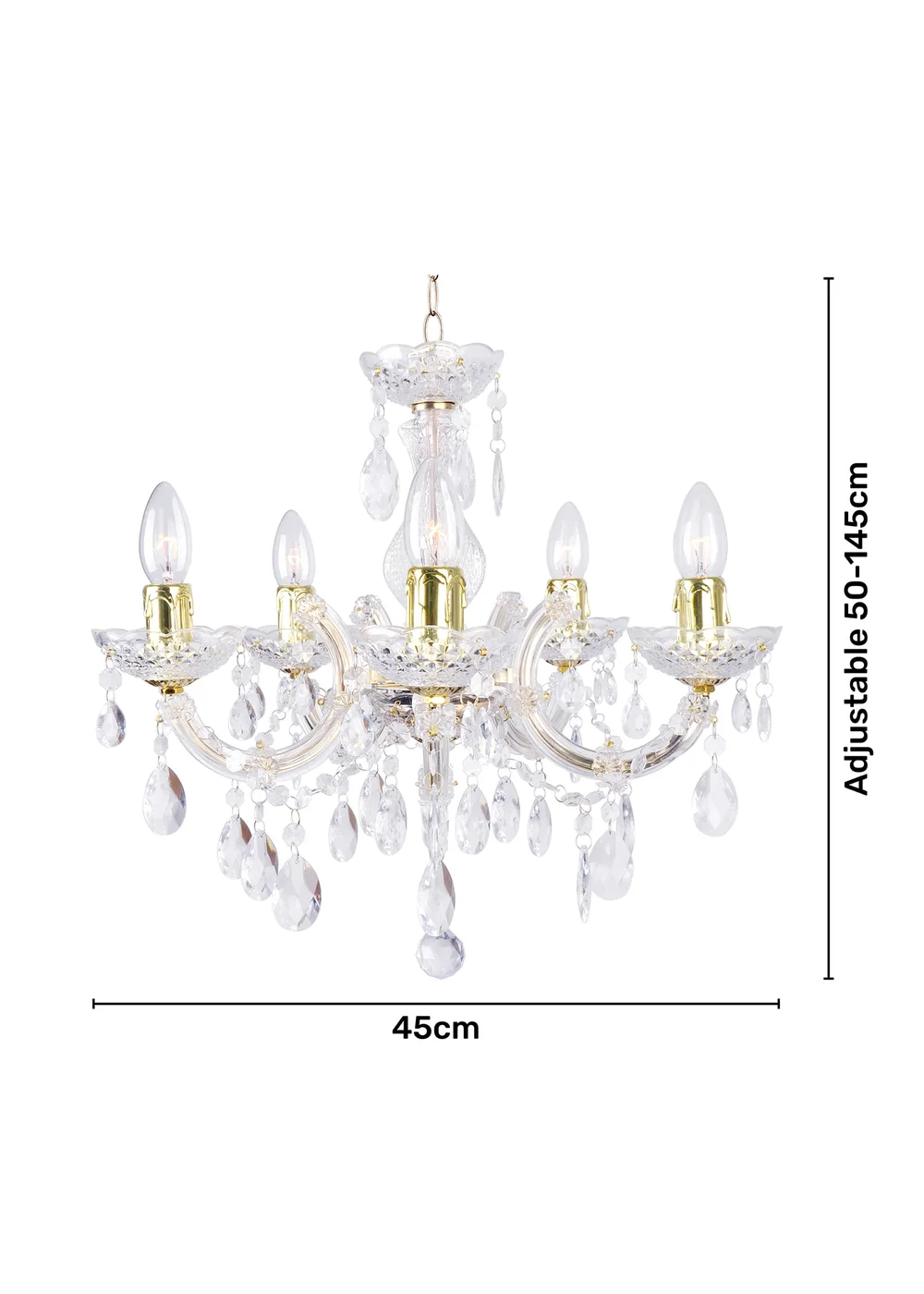 Inlight Charlotte 5 Light Chandelier (145cm x 45cm x 45cm) - One Size Image 6