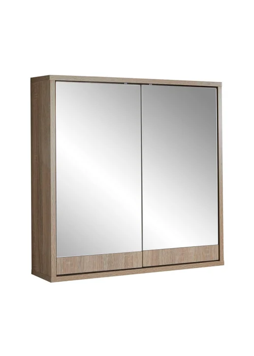 Lloyd Pascal Castleton Oak Effect Double Mirror Cabinet Natural (60cm x 60cm x 15cm) - One Size Image 5