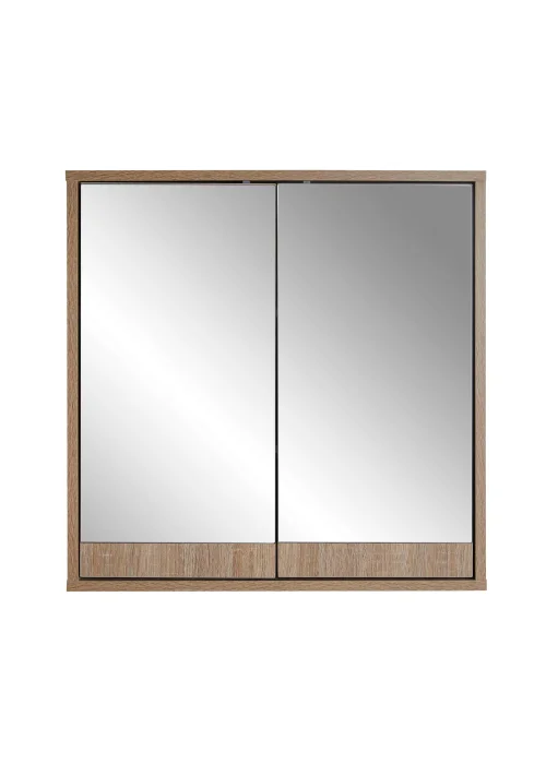Lloyd Pascal Castleton Oak Effect Double Mirror Cabinet Natural (60cm x 60cm x 15cm) - One Size Image 2