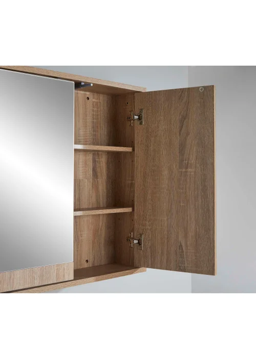 Lloyd Pascal Castleton Oak Effect Double Mirror Cabinet Natural (60cm x 60cm x 15cm) - One Size Image 4