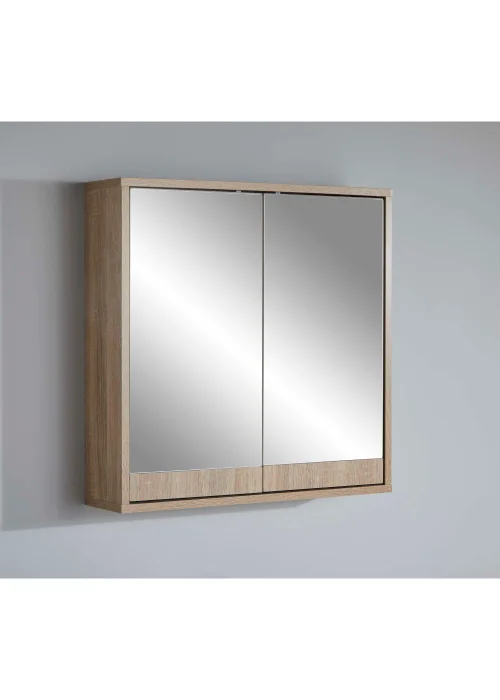 Lloyd Pascal Castleton Oak Effect Double Mirror Cabinet Natural (60cm x 60cm x 15cm) - One Size Image 3