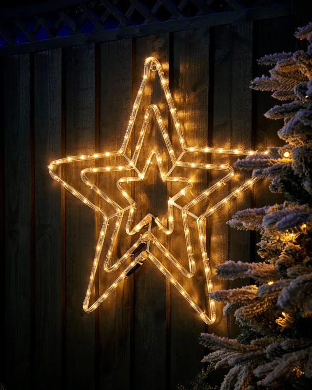 WeRChristmas White Flashing Star Rope Light Silhouette Warm White 72 Cm