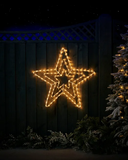 WeRChristmas White Flashing Star Rope Light Silhouette Warm White 72 Cm - No Size Image 3