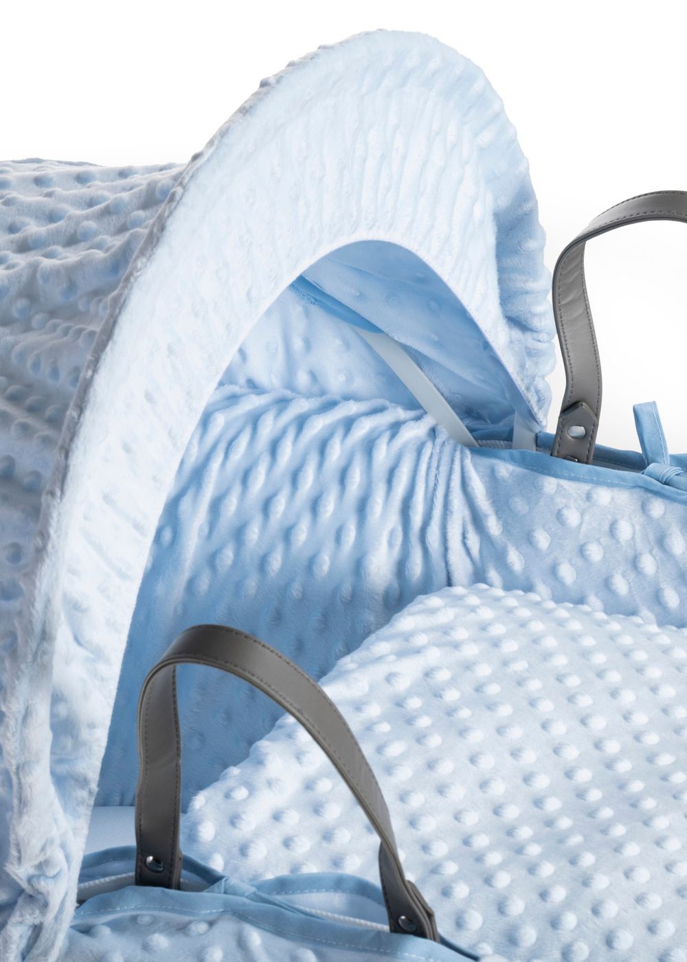 Clair de Lune Blue Dimple Wicker Moses Basket With Deluxe Rocking Stand - No Size Image 5