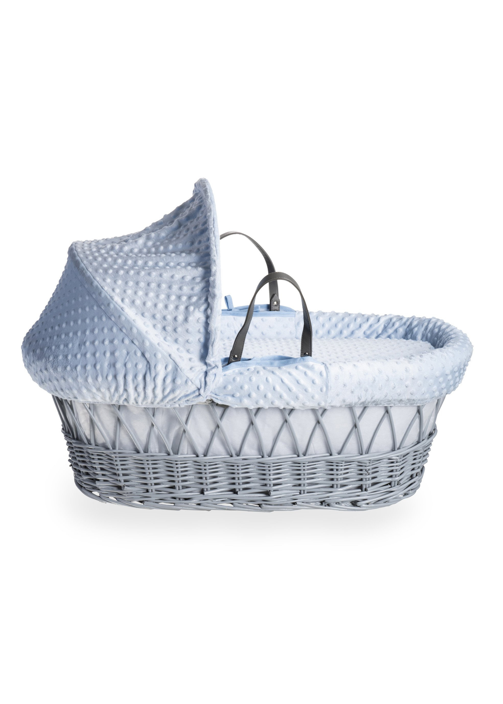 Clair de Lune Blue Dimple Wicker Moses Basket With Deluxe Rocking Stand - No Size Image 4