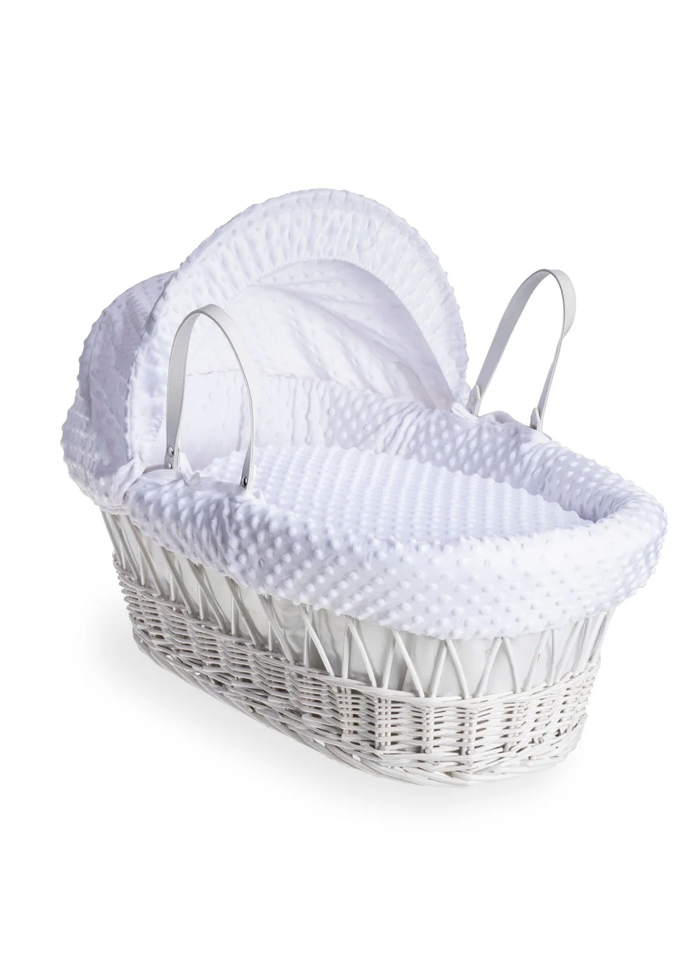 Clair de Lune White Dimple Wicker Moses Basket with Deluxe Rocking Stand - No Size Image 2