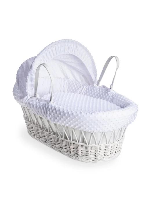Clair de Lune White Dimple Wicker Moses Basket with Deluxe Rocking Stand - No Size Image 2