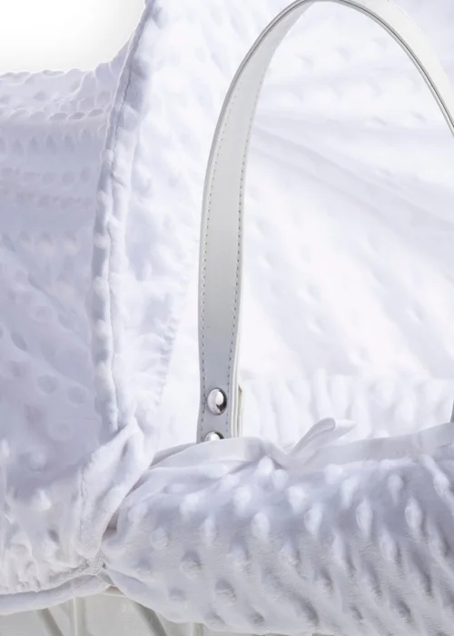 Clair de Lune White Dimple Wicker Moses Basket with Deluxe Rocking Stand - No Size Image 3