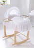 Clair de Lune White Broderie Anglaise Palm Moses Basket - One Size Image 2