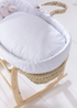 Clair de Lune White Broderie Anglaise Palm Moses Basket - One Size Image 3