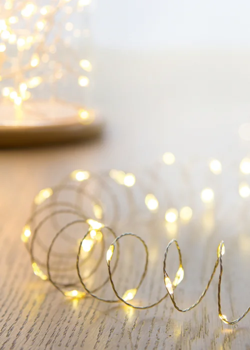 Premier Decorations 200 Warm White LED Solar Powered Microbrights (20m) - No Size Image 1